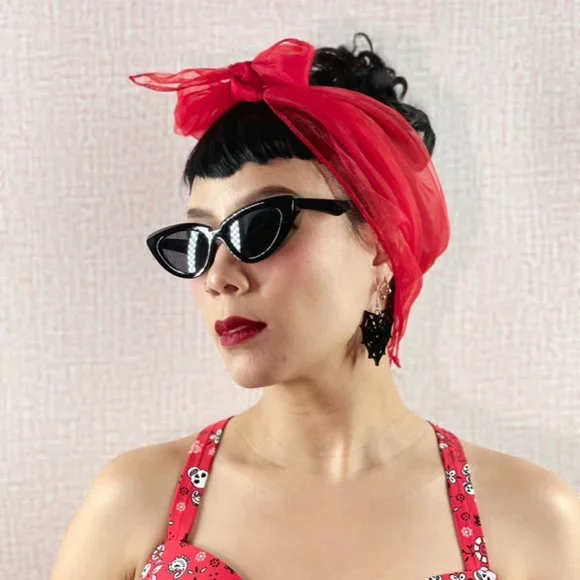 Pinup 50s Lucy Black Pin Up Girl Cateye Retro VIntage Style Sunglasses - Picture 5 of 5